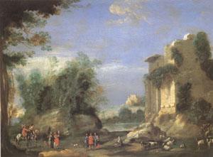 Napoletano, Filippo Landscape with Ruins and Figures (mk05) Norge oil painting art